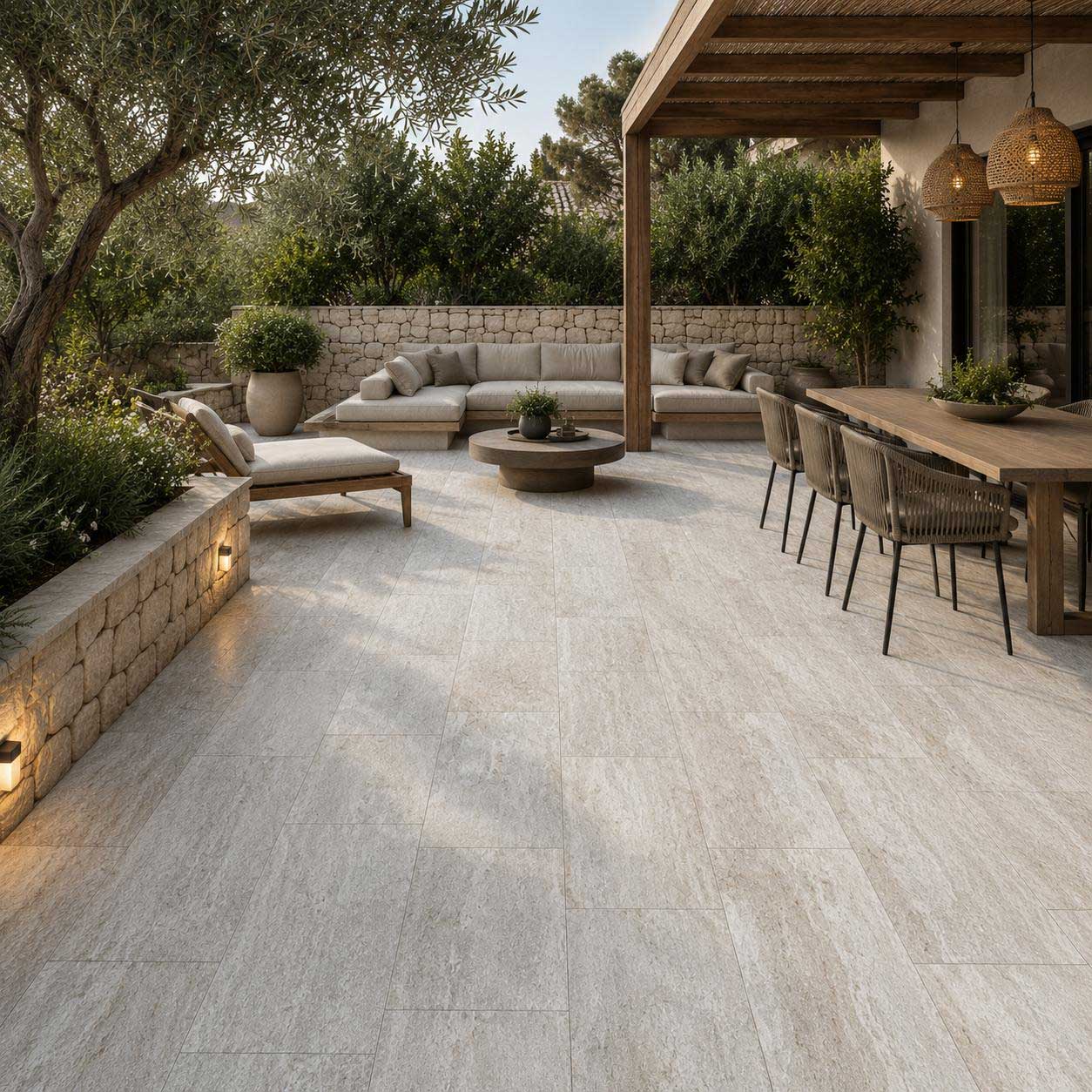 Outdoor tiles for patios and terraces